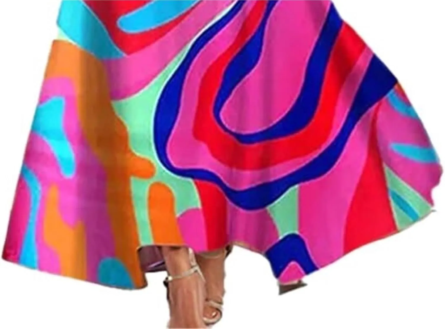 2025 Women's Summer Floral Printed Maxi Elegant V Neck Belted Wedding Prom Cocktail Beach Dresses