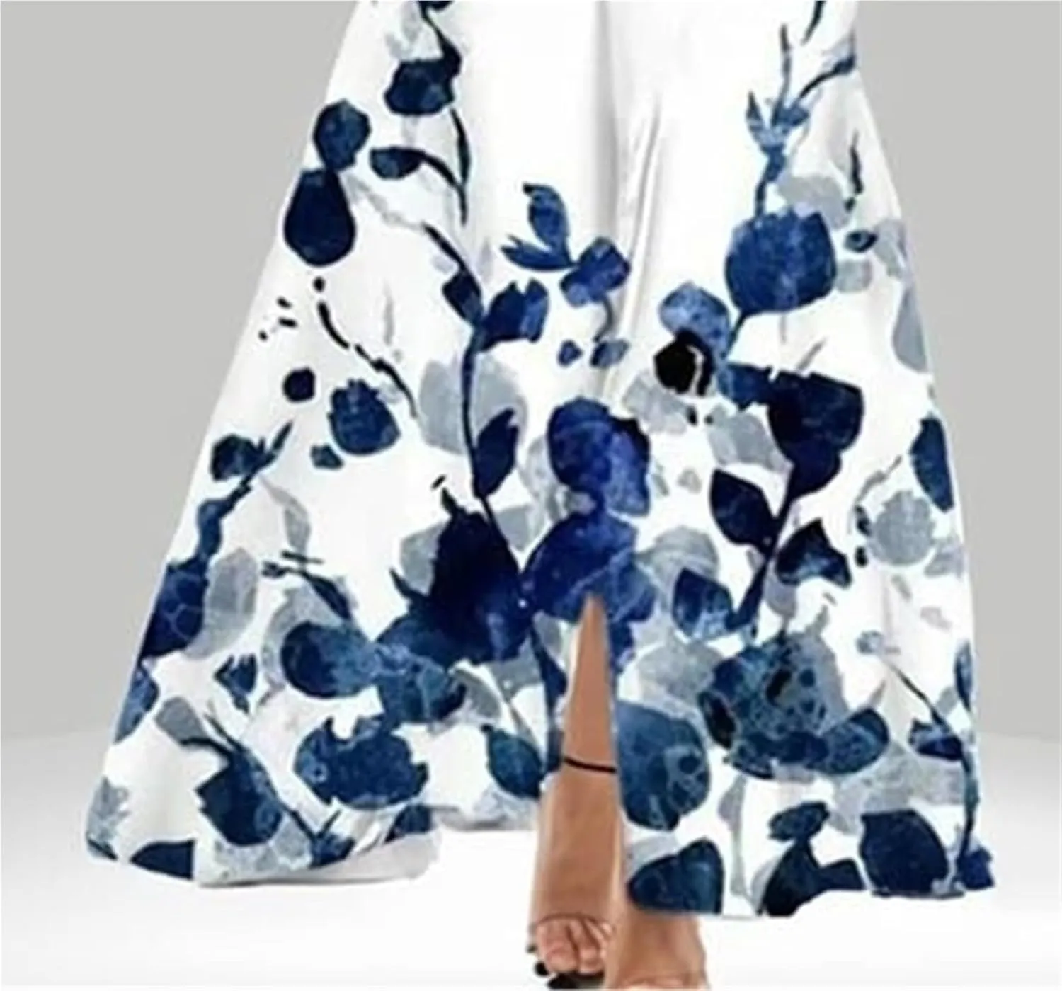 2025 Women's Summer Floral Printed Maxi Elegant V Neck Belted Wedding Prom Cocktail Beach Dresses