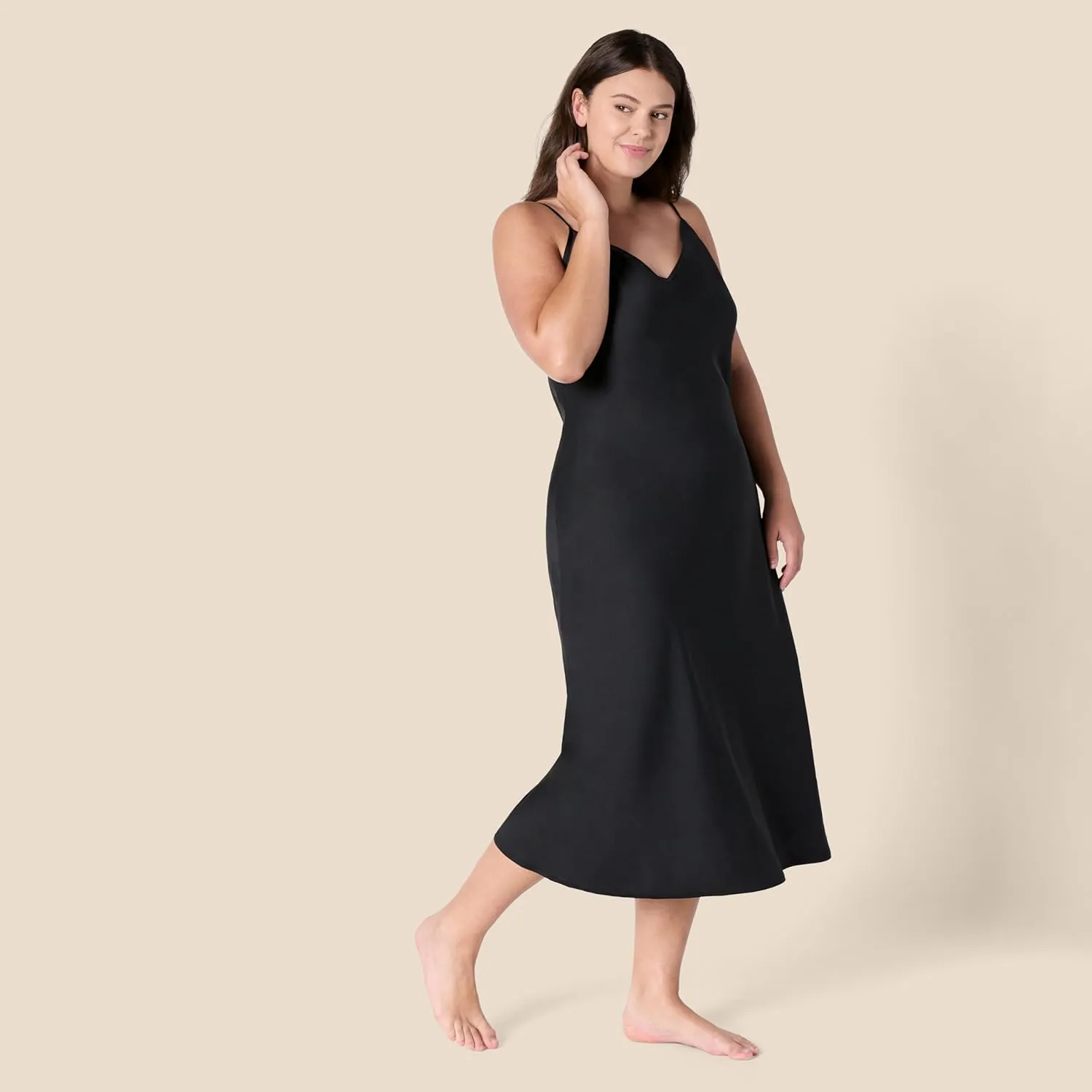 Amazon Essentials Women's Soft Satin Sleeveless Cami Midi Nightgown