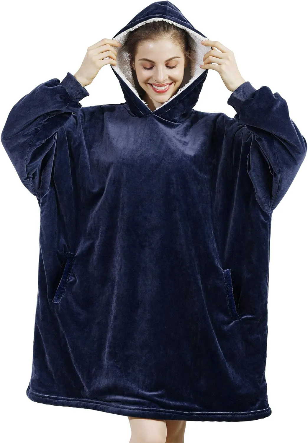 AmyHomie Blanket Sweatshirt,Oversized Sherpa Hooded Blanket Hoodie,Fleecehug Hoodie Wearable Blanket for Women Men Kids