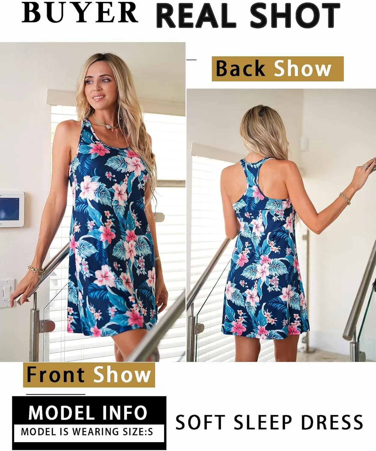 Avidlove Sleepwear for Women Tank Nightgown Chemise Racerback Sleeveless Sleep Dress
