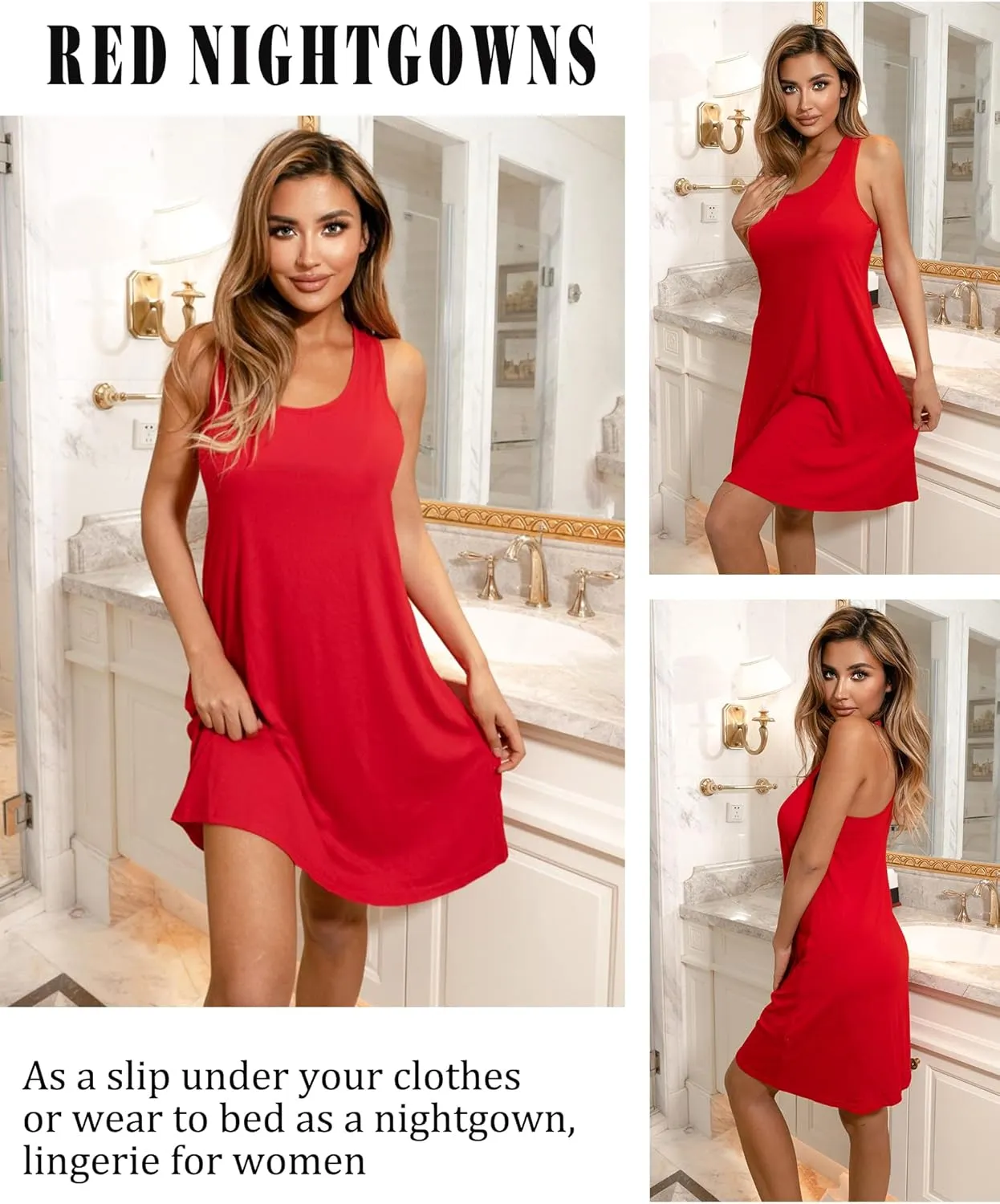 Avidlove Sleepwear for Women Tank Nightgown Chemise Racerback Sleeveless Sleep Dress