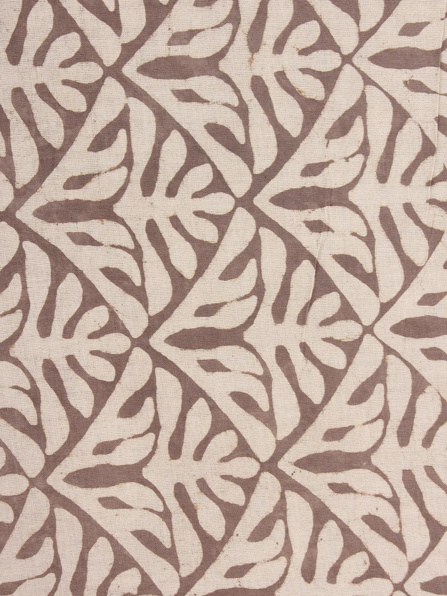 Beige Brown Natural Dyed Hand Block Printed Cotton Fabric Per Meter - F0916238
