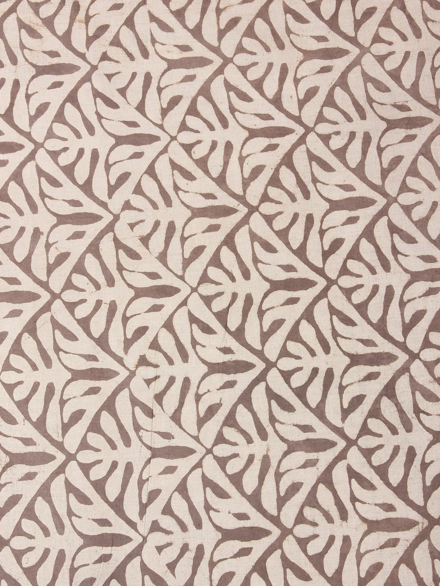 Beige Brown Natural Dyed Hand Block Printed Cotton Fabric Per Meter - F0916238