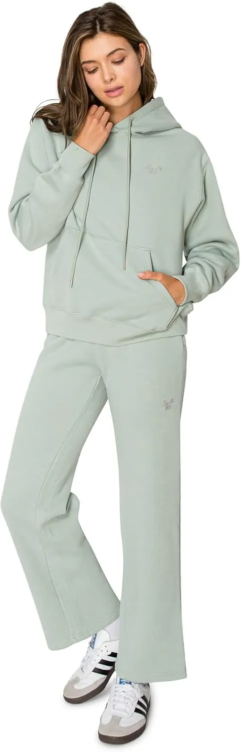 Cali1850 Women's Cloud Nine Fleece Pullover Hoodie  Relaxed Boyfriend Fit, Double-Layer Hood, Ribbed Cuffs and Hem