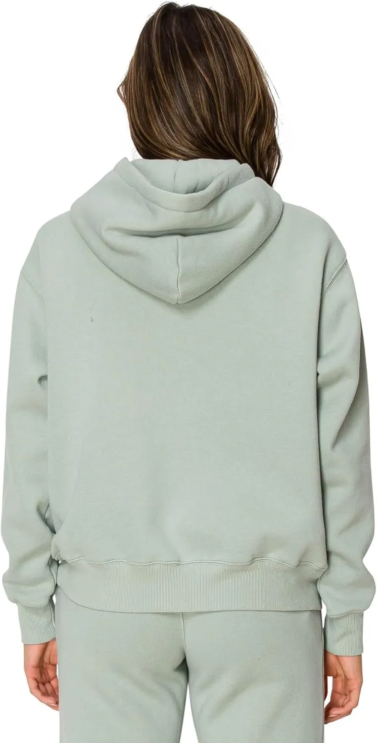 Cali1850 Women's Cloud Nine Fleece Pullover Hoodie  Relaxed Boyfriend Fit, Double-Layer Hood, Ribbed Cuffs and Hem