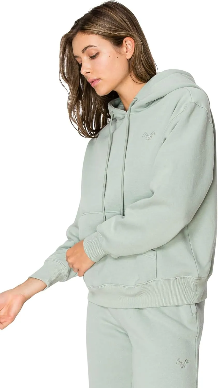 Cali1850 Women's Cloud Nine Fleece Pullover Hoodie  Relaxed Boyfriend Fit, Double-Layer Hood, Ribbed Cuffs and Hem