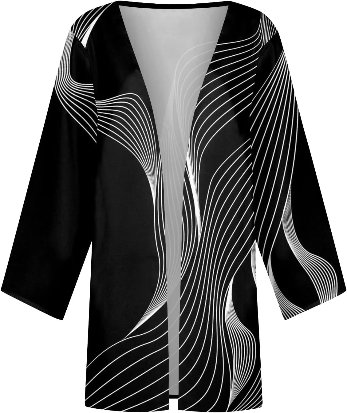 Cardigan Sweater for Womens Retro Print 3/4 Sleeve Blouse Tops Coat Casual Duster Cardigans Lightweight Jackets