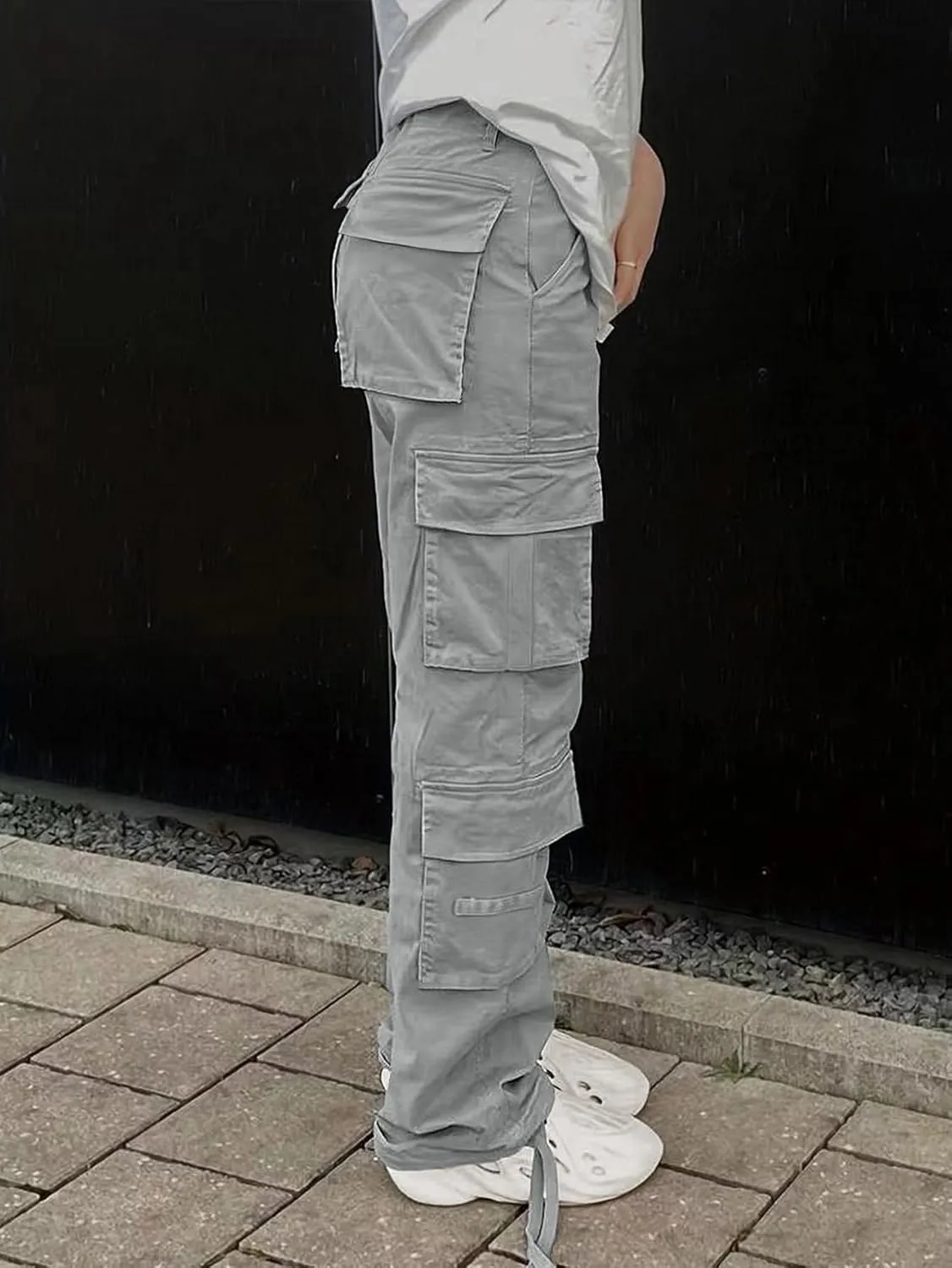 Cargo Pants for Women High Waisted Casual Pants Baggy Y2k Straight Wide Leg Pants with Pockets Streetwear