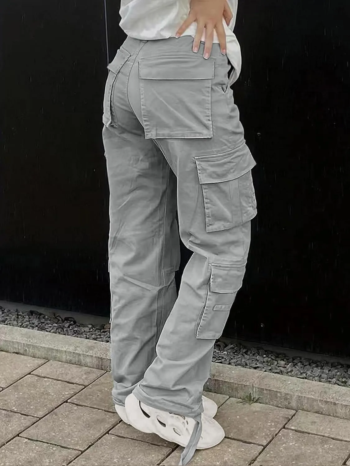 Cargo Pants for Women High Waisted Casual Pants Baggy Y2k Straight Wide Leg Pants with Pockets Streetwear