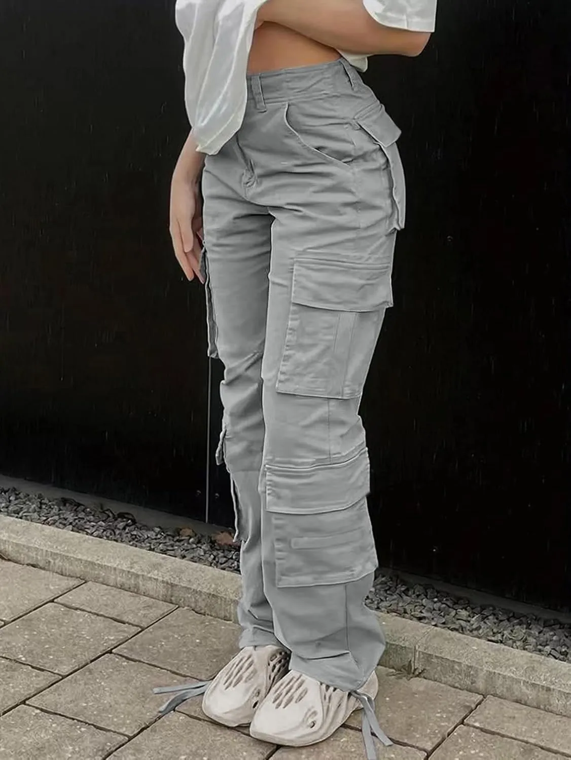 Cargo Pants for Women High Waisted Casual Pants Baggy Y2k Straight Wide Leg Pants with Pockets Streetwear