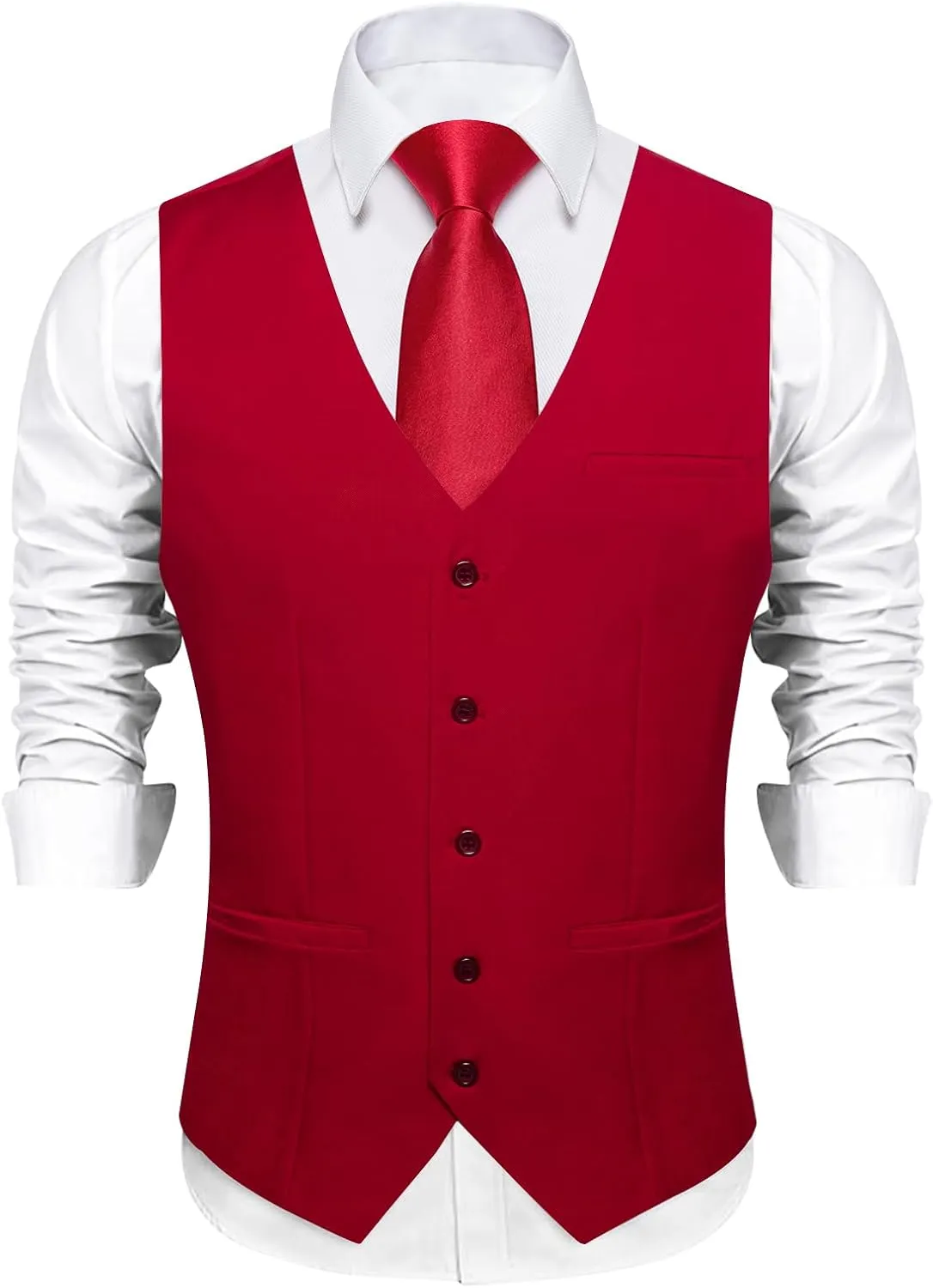 DiBanGu Men's Formal Suit Vest Solid Business Vest Slim Fit V-Neck Dress Waistcoat for Suit or Tuxedo Wedding Party