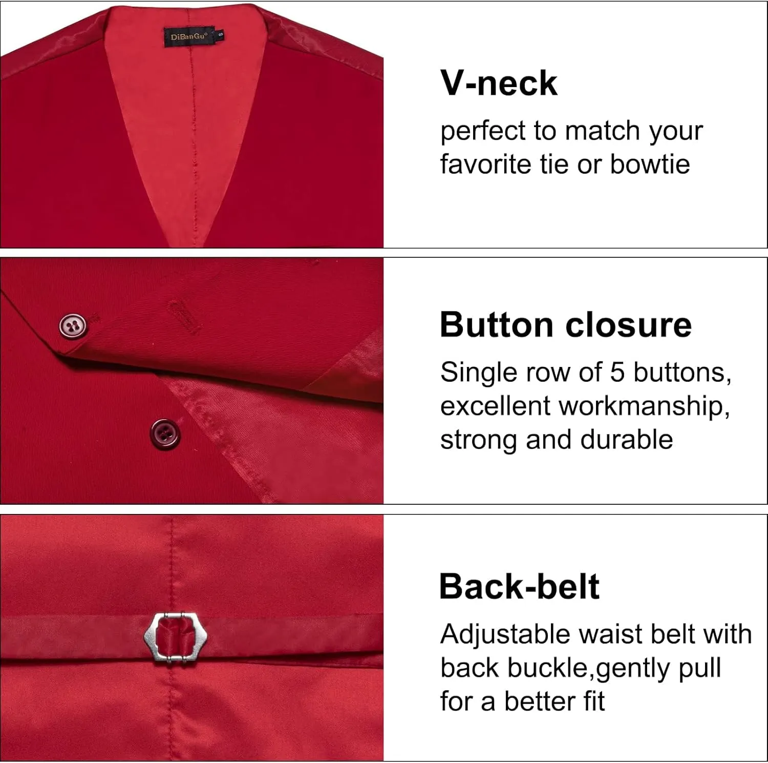 DiBanGu Men's Formal Suit Vest Solid Business Vest Slim Fit V-Neck Dress Waistcoat for Suit or Tuxedo Wedding Party
