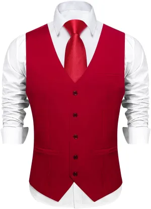 DiBanGu Men's Formal Suit Vest Solid Business Vest Slim Fit V-Neck Dress Waistcoat for Suit or Tuxedo Wedding Party