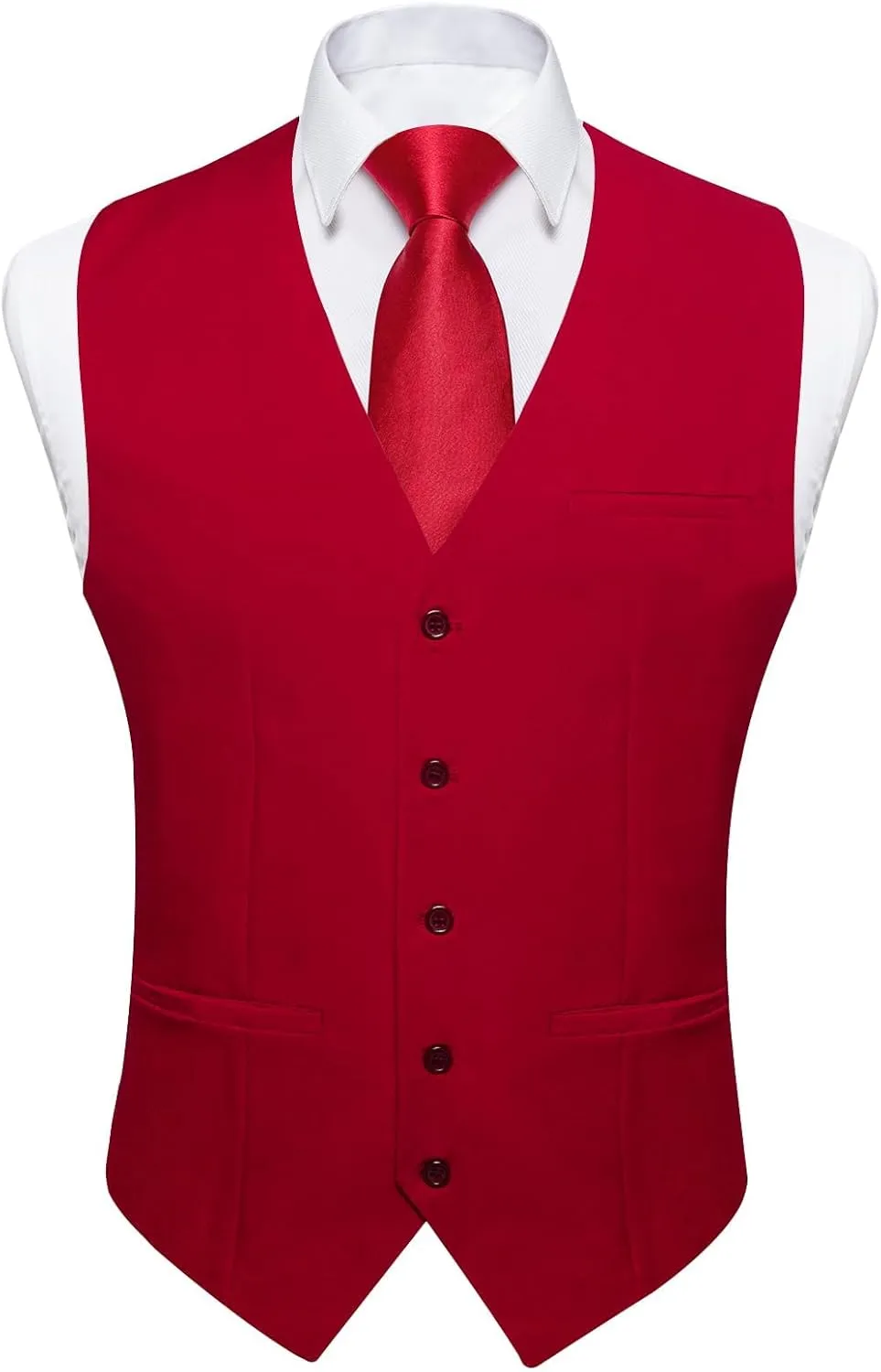 DiBanGu Men's Formal Suit Vest Solid Business Vest Slim Fit V-Neck Dress Waistcoat for Suit or Tuxedo Wedding Party