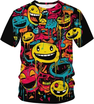 Graffiti Shirt Men Hand Painted Watercolor Novely Pattern Summer Short Sleeved T-Shirt