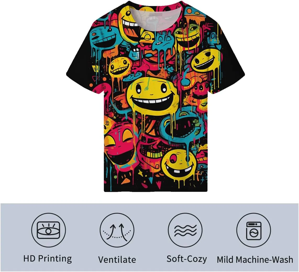 Graffiti Shirt Men Hand Painted Watercolor Novely Pattern Summer Short Sleeved T-Shirt