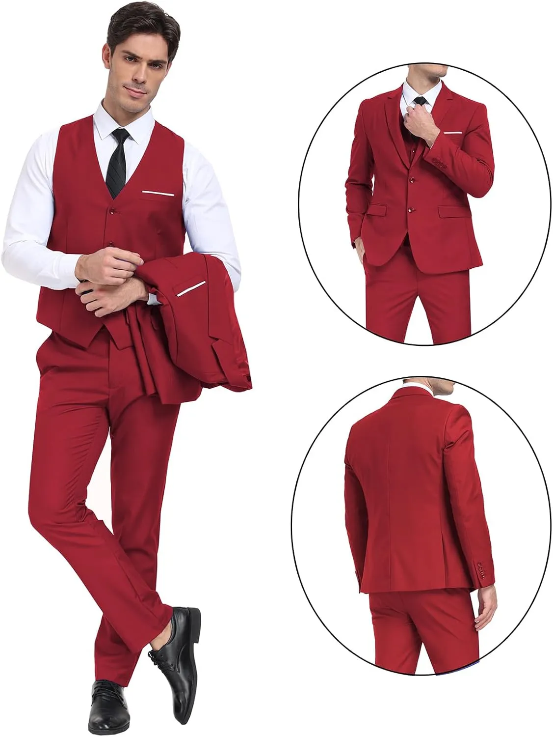 Men Suits 3 Pieces Set Slim Fit Wedding Suit Groomsmen Prom Suit Tuxedo Business Formal Casual Groom Suit Jacket Blazer Pants