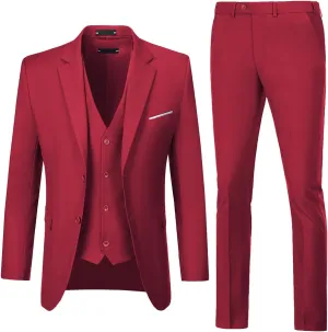 Men Suits 3 Pieces Set Slim Fit Wedding Suit Groomsmen Prom Suit Tuxedo Business Formal Casual Groom Suit Jacket Blazer Pants