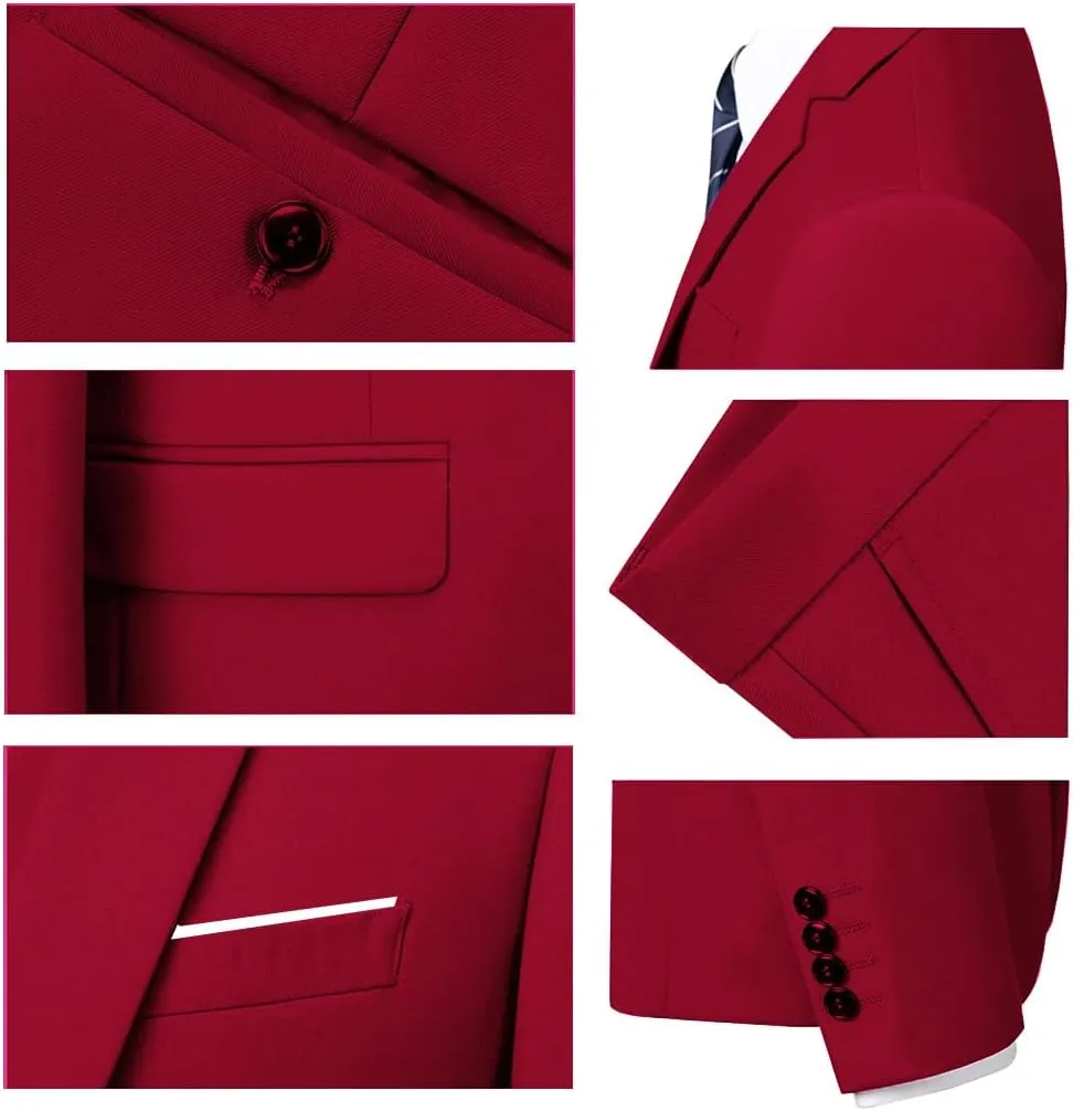 Men Suits 3 Pieces Set Slim Fit Wedding Suit Groomsmen Prom Suit Tuxedo Business Formal Casual Groom Suit Jacket Blazer Pants