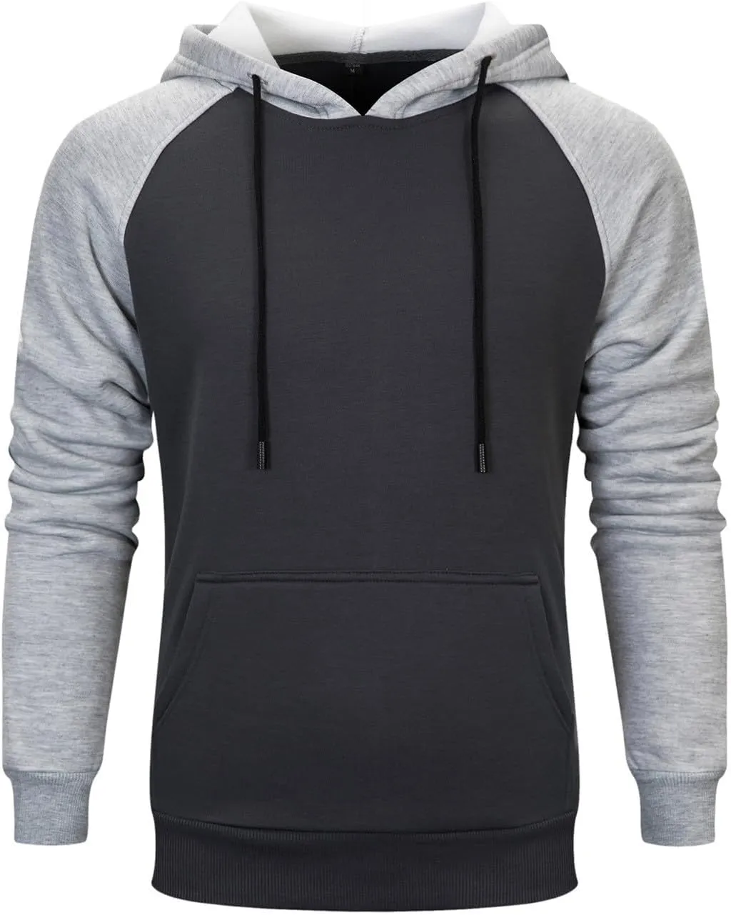 Mens Hoodies Pullover Midweight Fleece Color Block Hooded Sweatshirt with Pockets Casual Long Sleeve