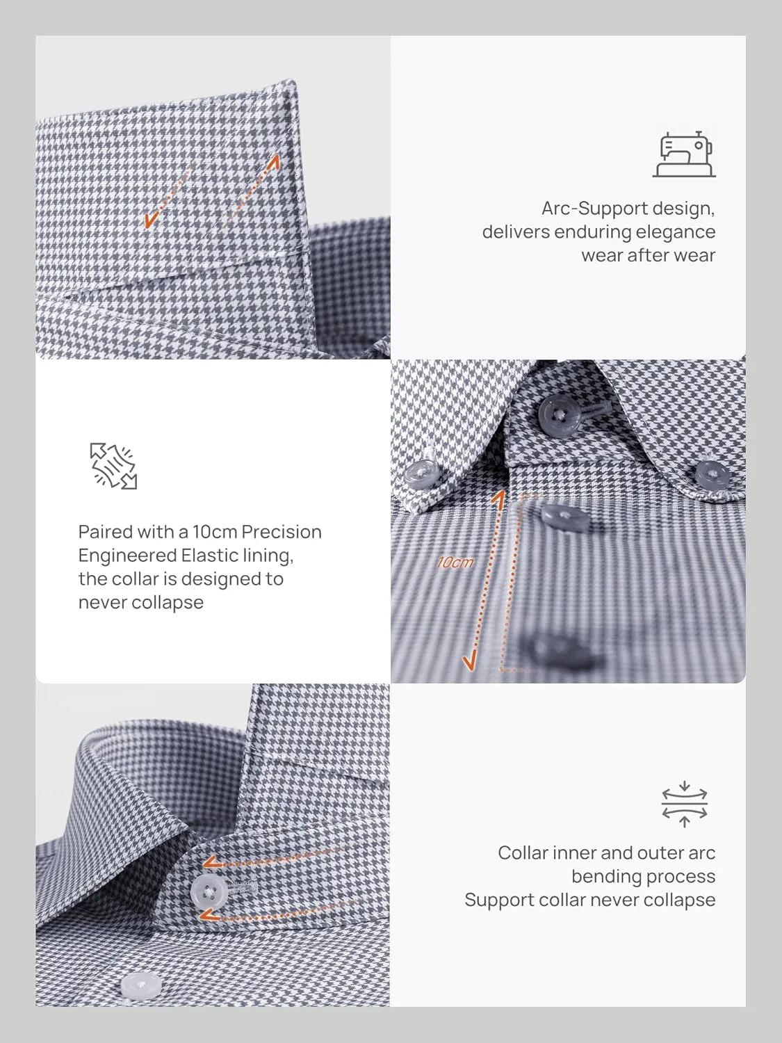 Mens Stretch Checkered Shirt- Wrinkle Free No Iron Slim Fit Breathable Dress Shirt for Office Travel