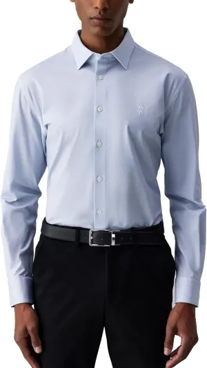 Mens Stretch Checkered Shirt- Wrinkle Free No Iron Slim Fit Breathable Dress Shirt for Office Travel