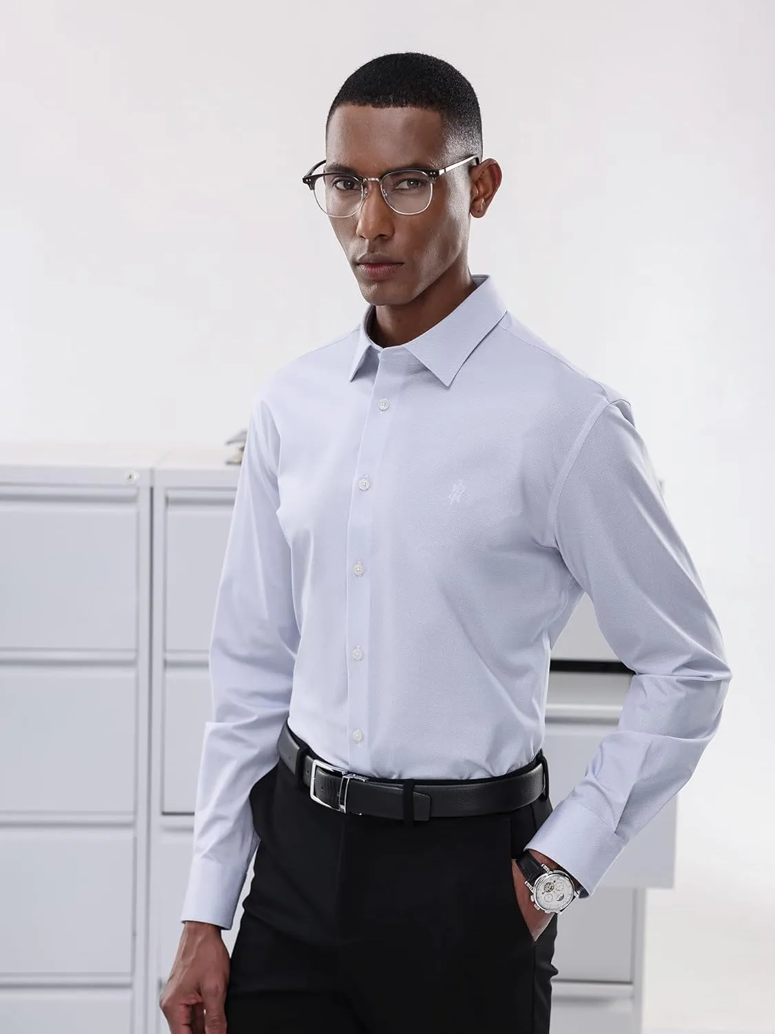 Mens Stretch Checkered Shirt- Wrinkle Free No Iron Slim Fit Breathable Dress Shirt for Office Travel