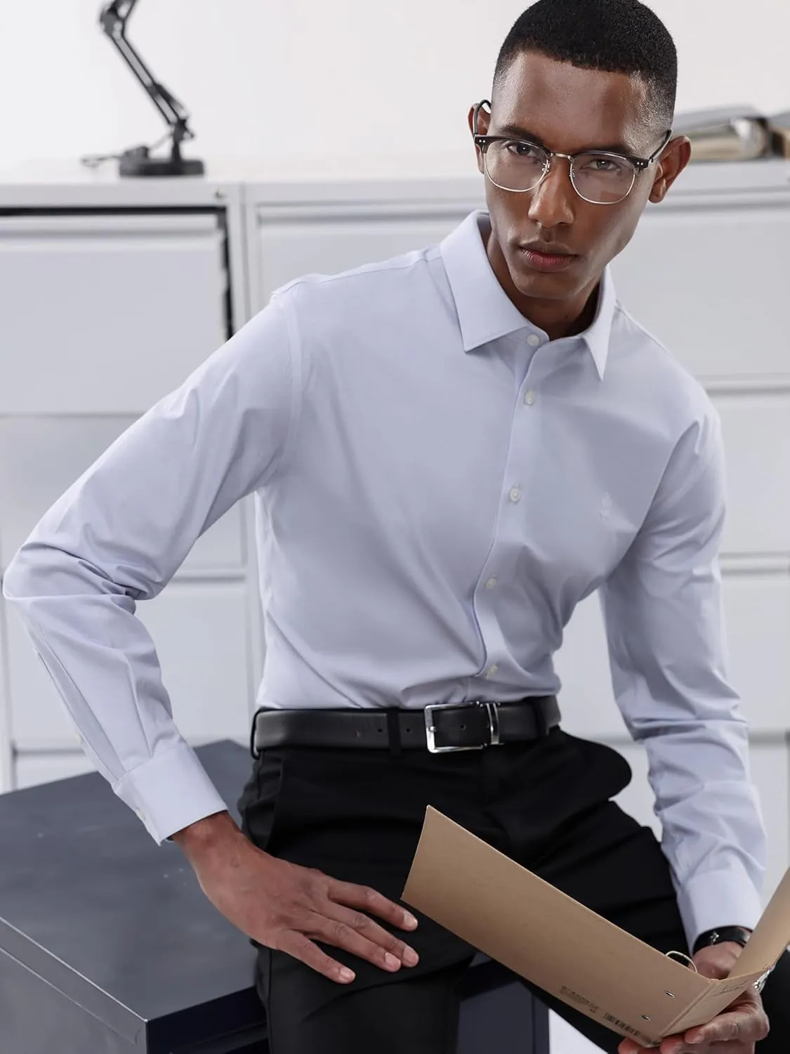 Mens Stretch Checkered Shirt- Wrinkle Free No Iron Slim Fit Breathable Dress Shirt for Office Travel
