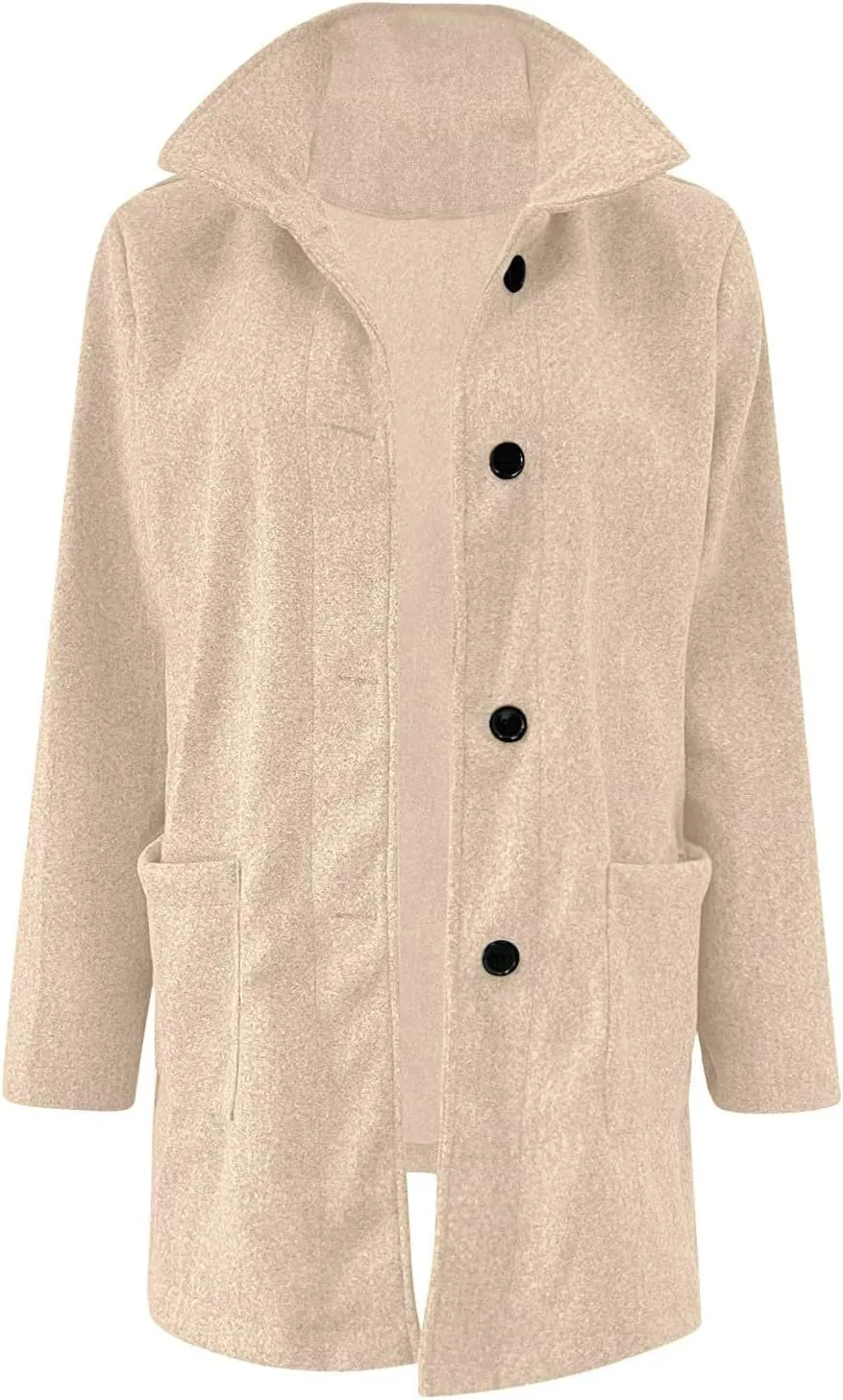 Mmoneyake Long Pea Coats for Women Fall Winter Wool Coats Casual Thicken Stand Collar Single Breasted Peacoat Blazer Jacket