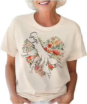 Personalized Grandma Shirt with Kid's Name, Custom Mom Shirt for Mother's Day, Women Gift Shirt for Nana Mimi Gigi Mama