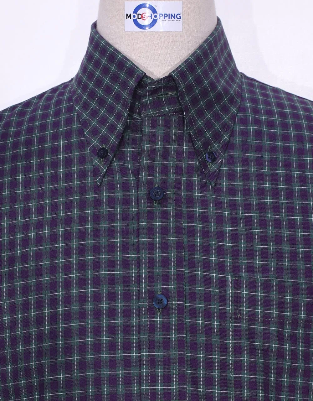 Purple And Green Gingham Check Shirt