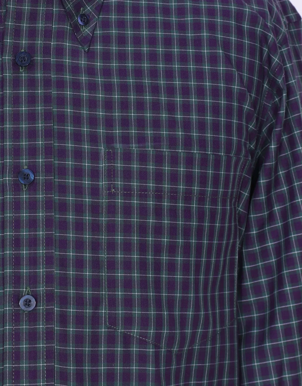 Purple And Green Gingham Check Shirt