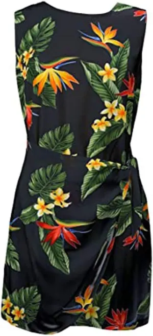 RJC Women's Pristine Paradise Short Hawaiian Mock Wrap Sarong Rayon Dress