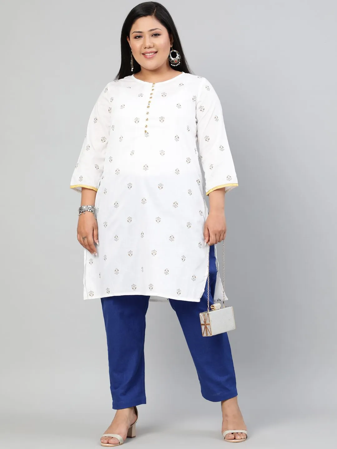 Royal Blue Plus Size Ethnic Wear Cotton Slub Pants