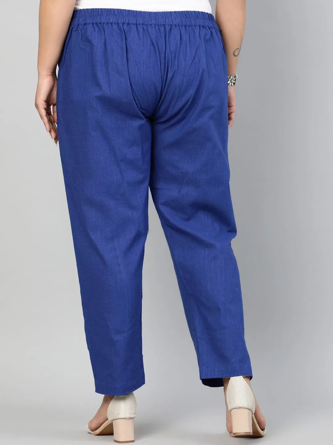 Royal Blue Plus Size Ethnic Wear Cotton Slub Pants