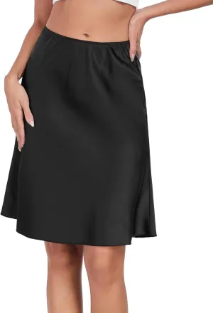 Satin Half Slip for Women Under Dress Slip Skirt Extenders Underskirt for Dresses