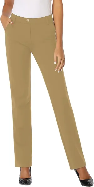 Tapata Women's Stretchy Straight Leg Dress Pants with Pockets Petite/28'' Regular/30'' Long/32'' Tall/34'' for Work Business