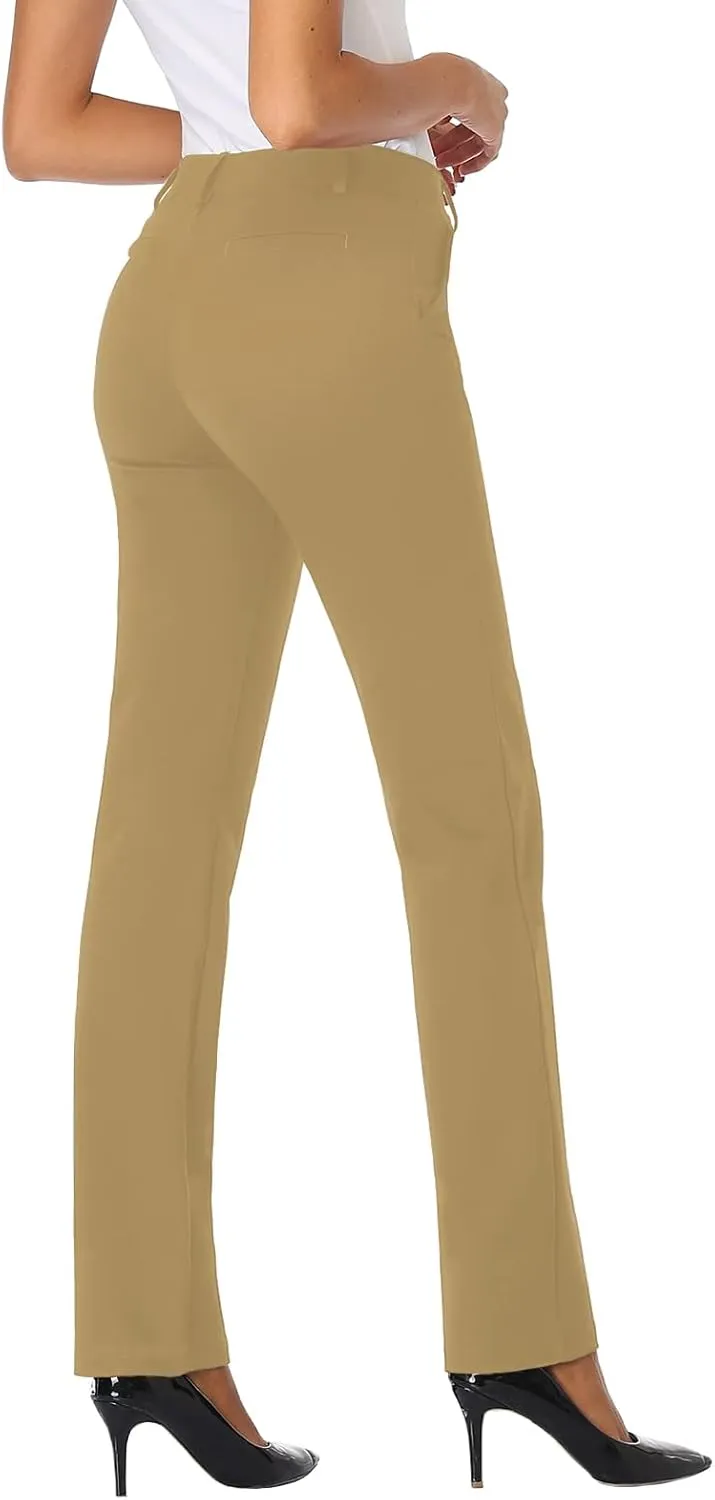 Tapata Women's Stretchy Straight Leg Dress Pants with Pockets Petite/28'' Regular/30'' Long/32'' Tall/34'' for Work Business