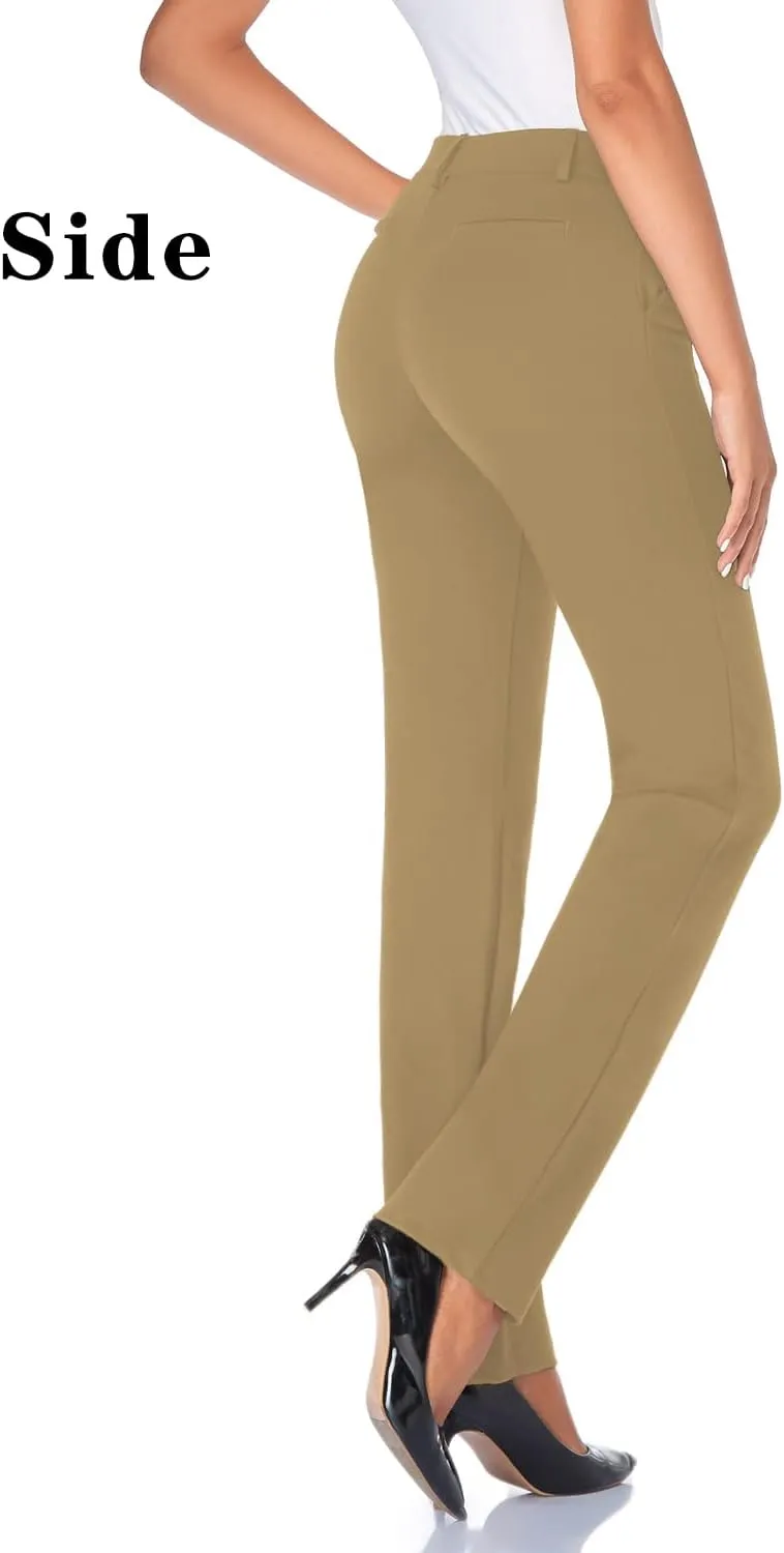 Tapata Women's Stretchy Straight Leg Dress Pants with Pockets Petite/28'' Regular/30'' Long/32'' Tall/34'' for Work Business