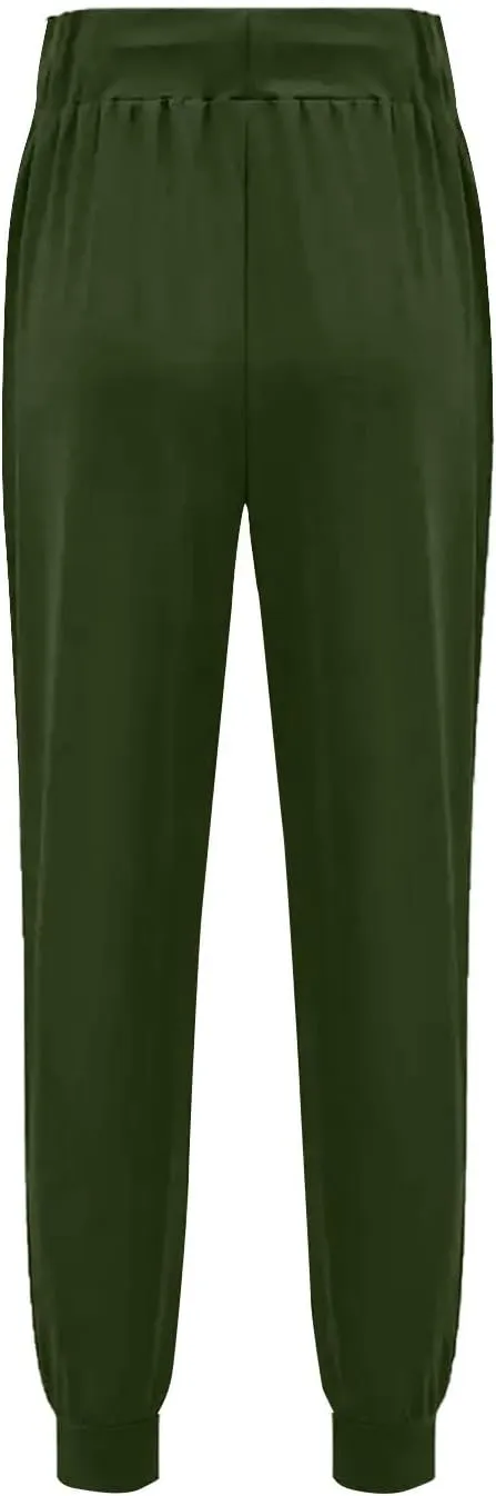 Tapered Jogger Pants for Women Elastic Drawstring High Waisted Joggers with Pockets Slim Fit Running Workout Pants