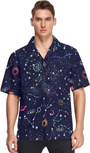 visesunny Mens Casual Button Down Short Sleeve Hawaiian Shirt Aloha Shirt