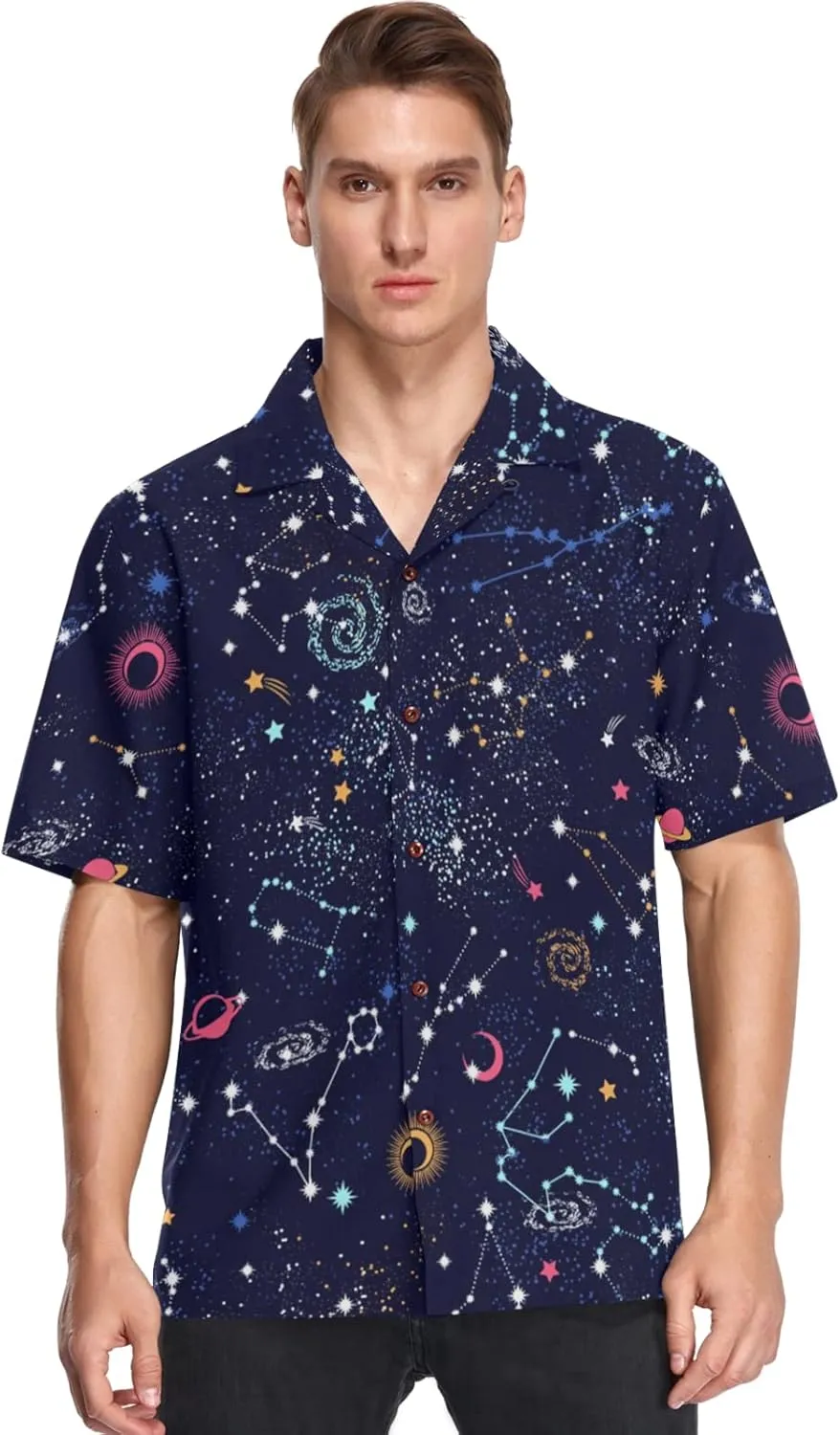 visesunny Mens Casual Button Down Short Sleeve Hawaiian Shirt Aloha Shirt