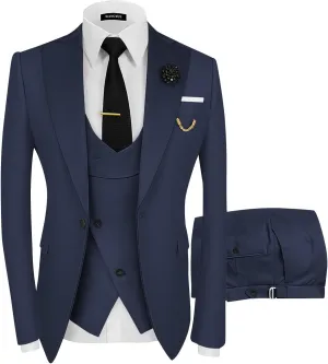 Wangyue Mens Suit 3 Piece Slim Fit Suits for Men Wedding Prom Tuxedo for Men Formal Business Suit
