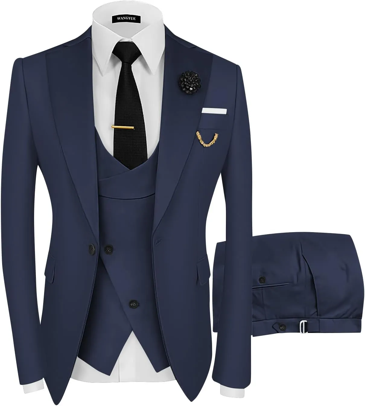 Wangyue Mens Suit 3 Piece Slim Fit Suits for Men Wedding Prom Tuxedo for Men Formal Business Suit