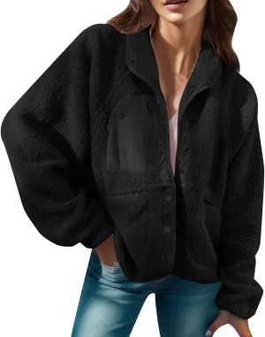 Womens Oversized Sherpa Jacket Fuzzy Fleece Teddy Coat Petite Open Front Hooded Cardigan Winter Warm Outwear Overcoats