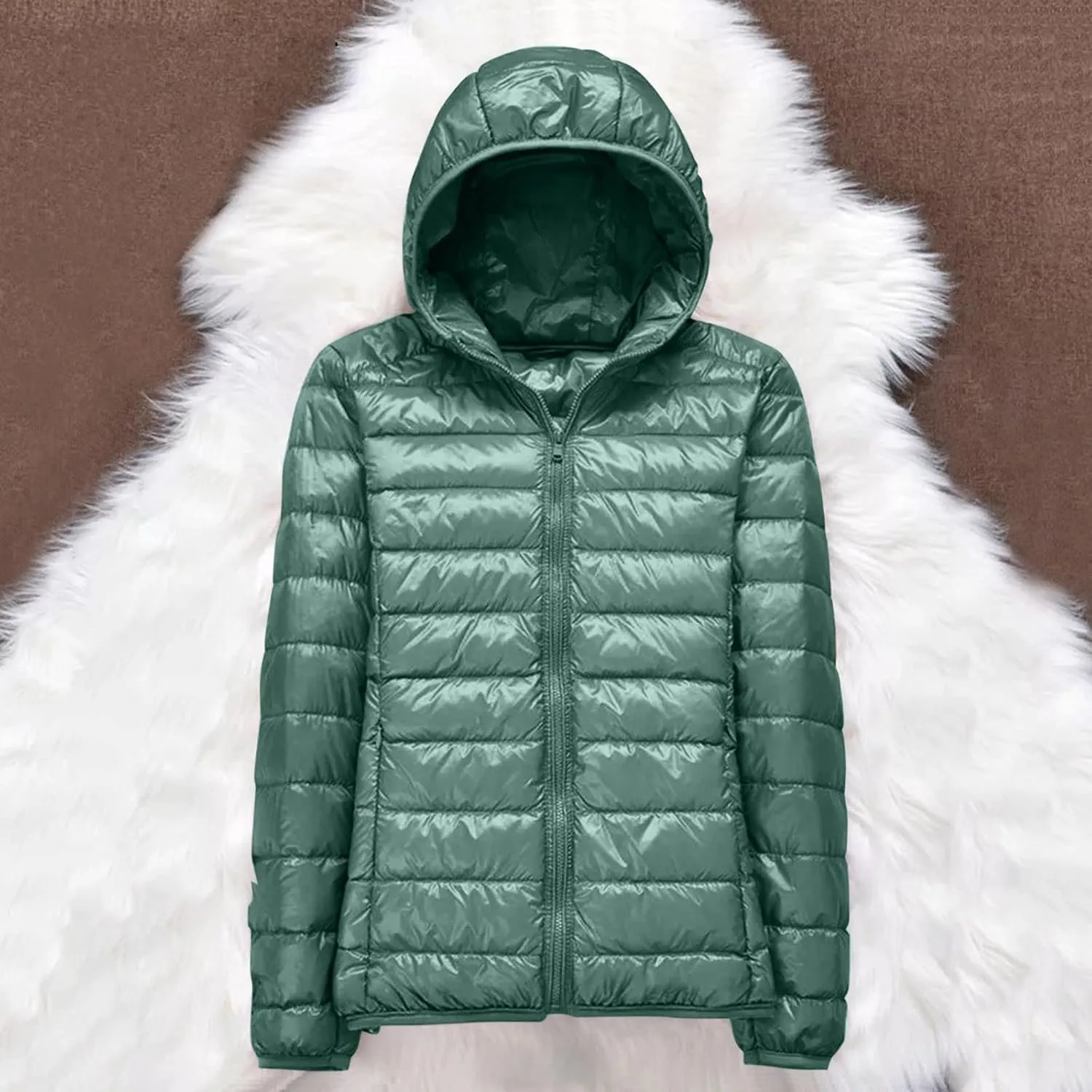 Women's Packable Down Jacket Lightweight Puffer Jackets Hooded 2023 Winter Coat Casual Windproof Outerwear Storage Bag