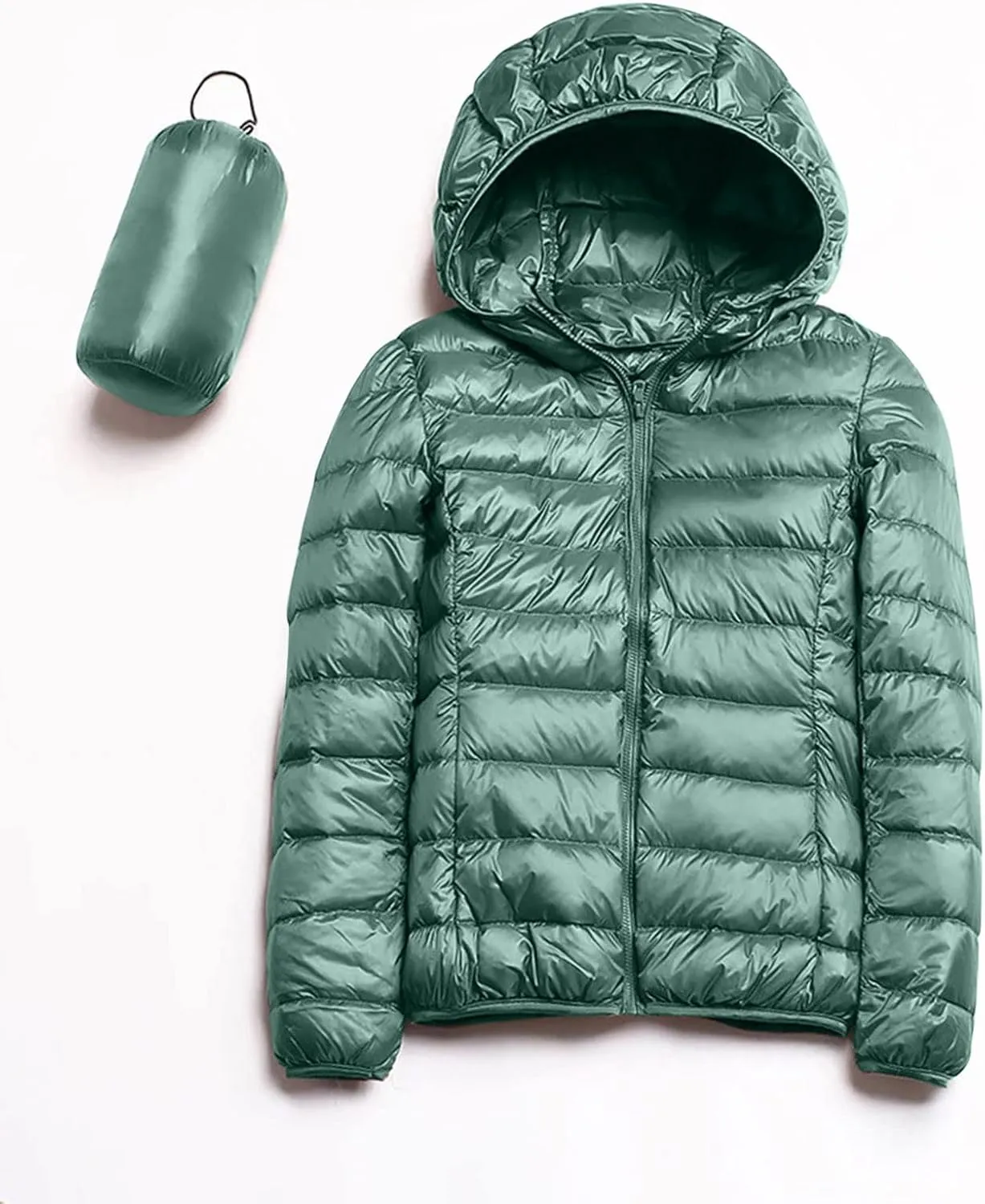 Women's Packable Down Jacket Lightweight Puffer Jackets Hooded 2023 Winter Coat Casual Windproof Outerwear Storage Bag