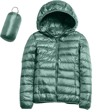 Women's Packable Down Jacket Lightweight Puffer Jackets Hooded 2023 Winter Coat Casual Windproof Outerwear Storage Bag
