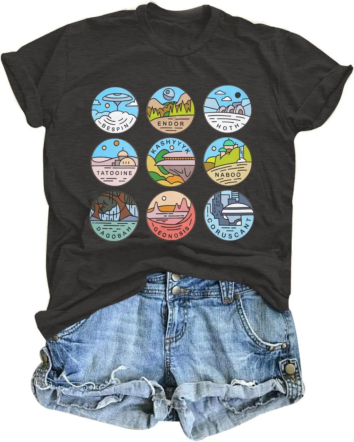 Womens World Traveler Shirt Magic Kingdom Graphic Tshirt Matching Trip T-Shirt Girl Vacation Hodilay Short Sleeve Top